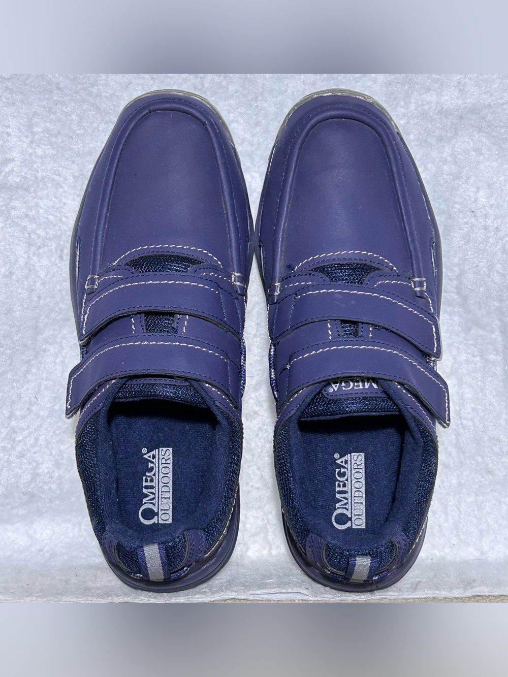 Omega Mens Blue Faux Leather Hook & Loop Strap Walking Sneakers Shoes SZ 10.5 D - Picture 5 of 11